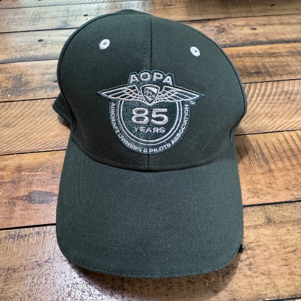 AOPA Baseball Cap Mens OSFM Green Solid 85th Anniversary Aviation Hat